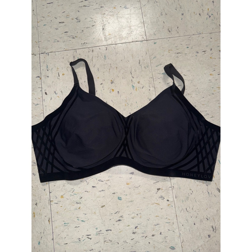 Honeylove Crossover Bra Black Wireless Seamless Support Plus Size 3X HL-CB-01